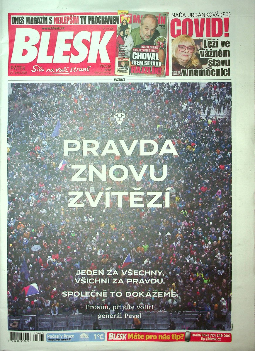 davidhanus's tweet photo. Denní tisk IV, pátek 27.ledna 2023
#dennitisk #blesk #denikblesk #aha #denikaha #hospodarskenoviny #hospodarky #denikn #enkocz #pravo #denikpravo #dnes #mfdnes #lidovenoviny #lidovky #sport #deniksport #trafikanavinici #ceskatrafika https://t.co/HE1ZBX8AC0