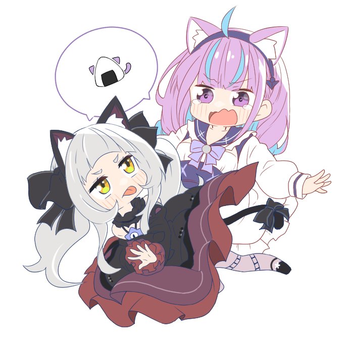 湊あくあ ,紫咲シオン 「#デフォルメ絵を流してデフォルメ民を増やそうデフォルメは良いものぞっ 」|いなずま⚓🔆のイラスト