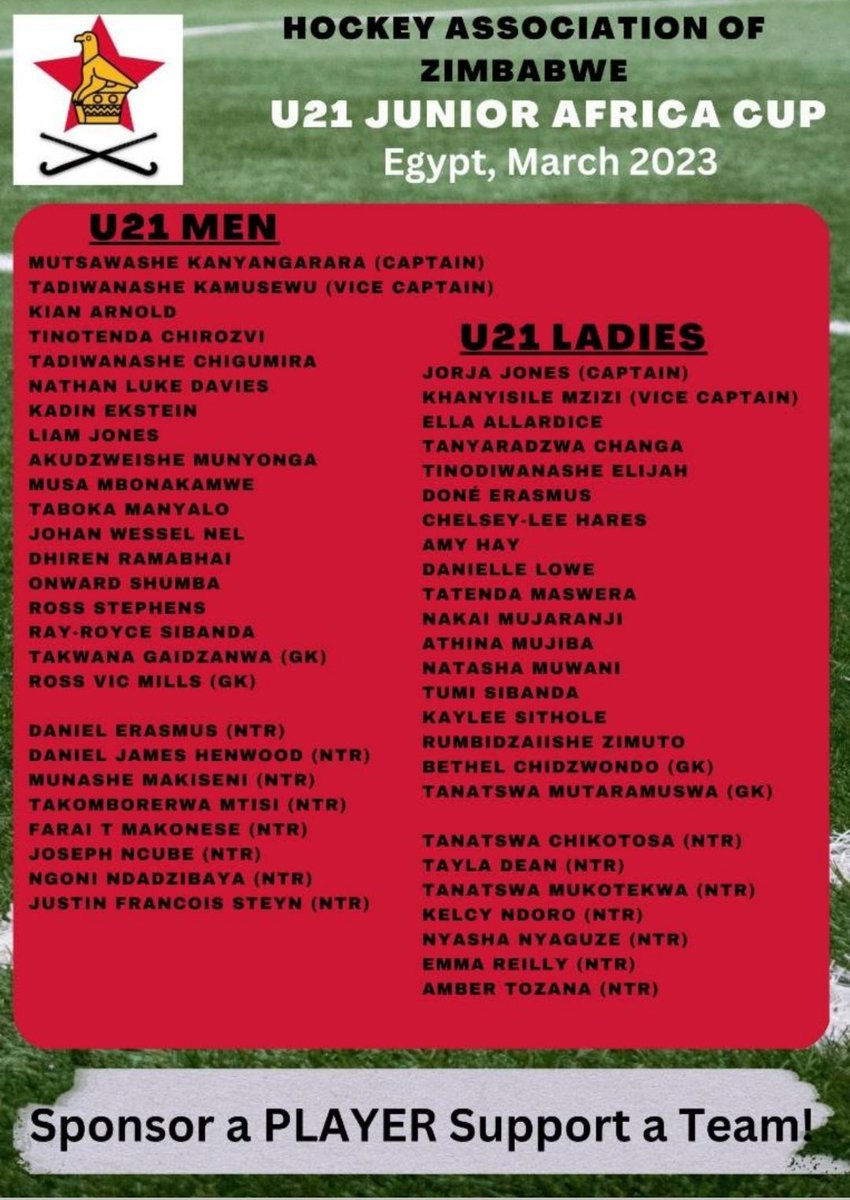 tawah_munthali's tweet image. The Zim U21 Hockey teams are appealing for donations ahead of their participation in the U21 Junior Africa Cup pencilled for Egypt in March 2023.

Tonight they will hold exhibition matches at St John's Educational Trust (SJET) ASTROTURF.