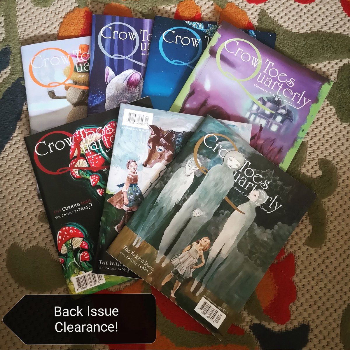 Back Issue Clearance on now!!!

crowtoesquarterly.org/subscribe

#childrenslit #childrensliterature #middlegradeliterature #spookymg #Literaturemagazine  #canadianmagazine #kidsmagazine #mghorror #artforkids #poetry #shortstories