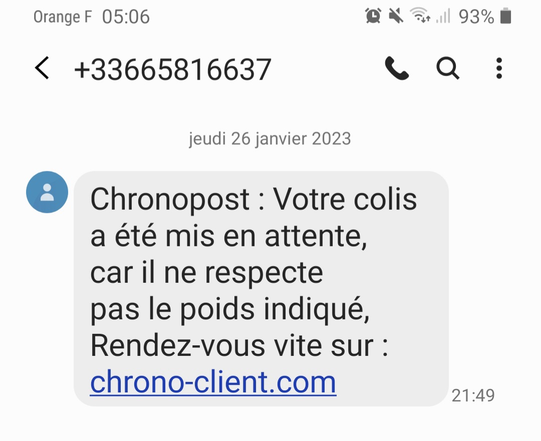aidesoignante44's tweet image. #spamsms message frauduleux signalé au service spams sms👇