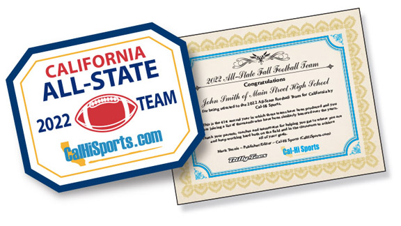 CalHiSports's tweet photo. Every player named to any of our all-state football teams can get a souvenir patch with certificate from our partners at https://t.co/SPvXTDDF6H.  Ordering info:
https://t.co/MpbleJAmdL https://t.co/DHtMja0TMe