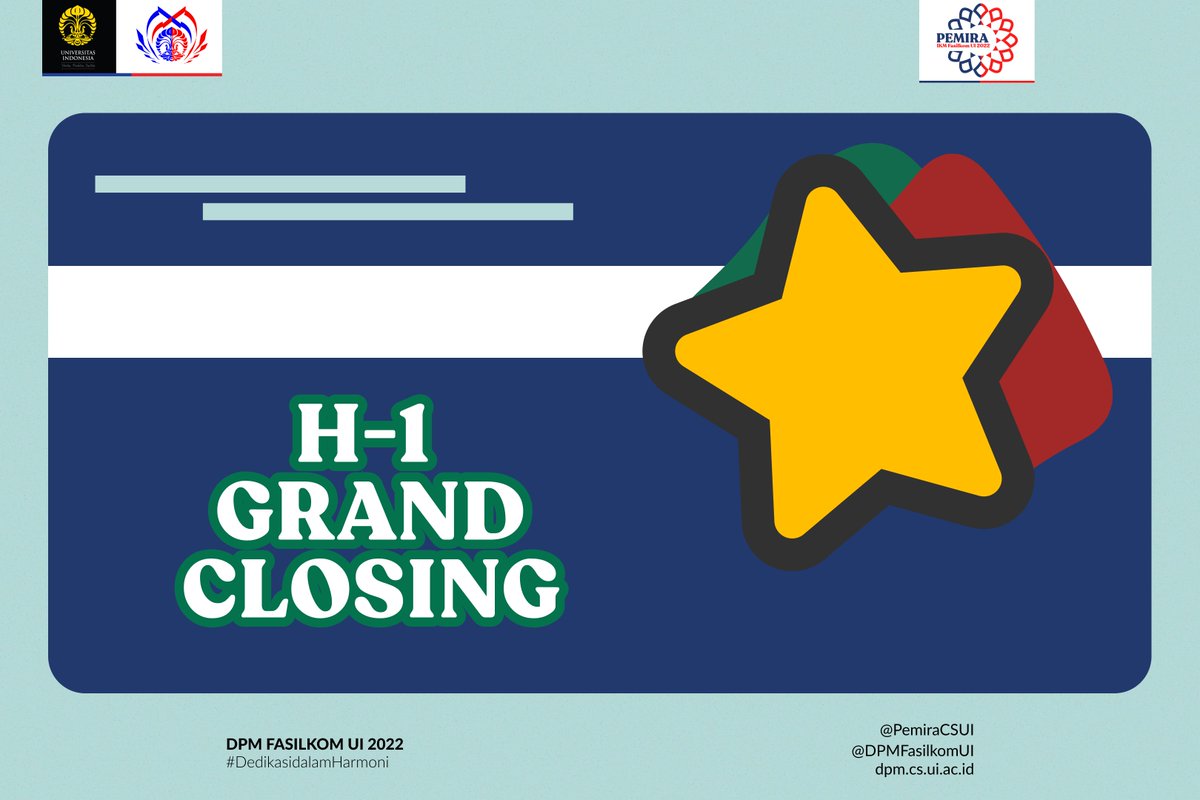 PemiraCSUI's tweet photo. [H-1 MENUJU GRAND CLOSING PEMIRA IKM FASILKOM UI 2022]

Selamat siang, IKM Fasilkom UI!🔵🔴

Besok Pemira IKM Fasilkom UI 2022 akan sampai di acara terakhirnya. Maka dari itu, besok akan diadakan:

✨GRAND CLOSING PEMIRA IKM FASILKOM UI 2022✨ https://t.co/woyA0tOySW