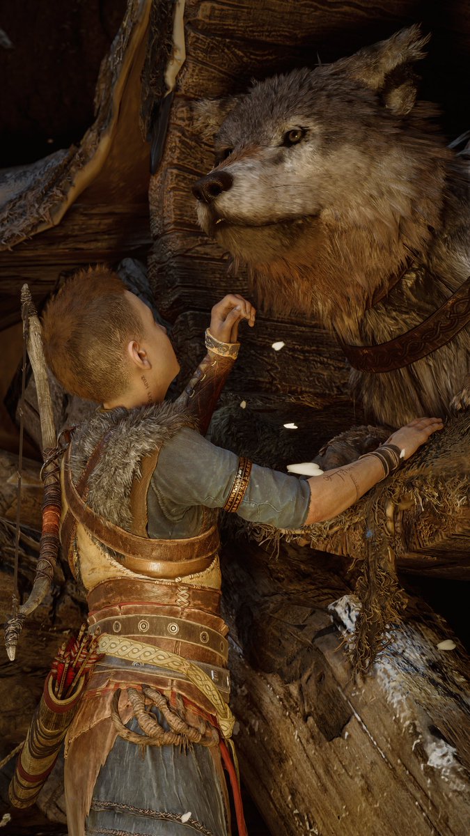 Atreus and his animals! ❤️ <a href="/SonySantaMonica/">Santa Monica Studio – God of War Ragnarök</a> #VirtualPhotography #Gametography #GodofWarRagnarok