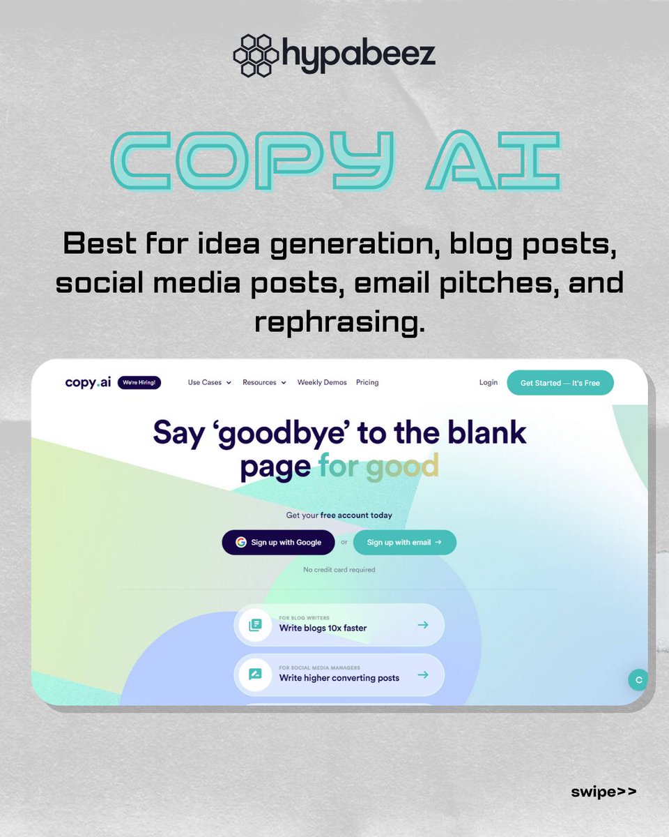 hypabeez's tweet photo. Hey fellow Hong Kongers, feeling neglected because you can't join the #chatgpt trend? Don't fret!
These AI tools are still here to assist you. Say goodbye
to writer's block and hello to efficient and effective
content creation ideas with these AI assistants.

#hypabeez #aitools https://t.co/ToYu0D5OHf