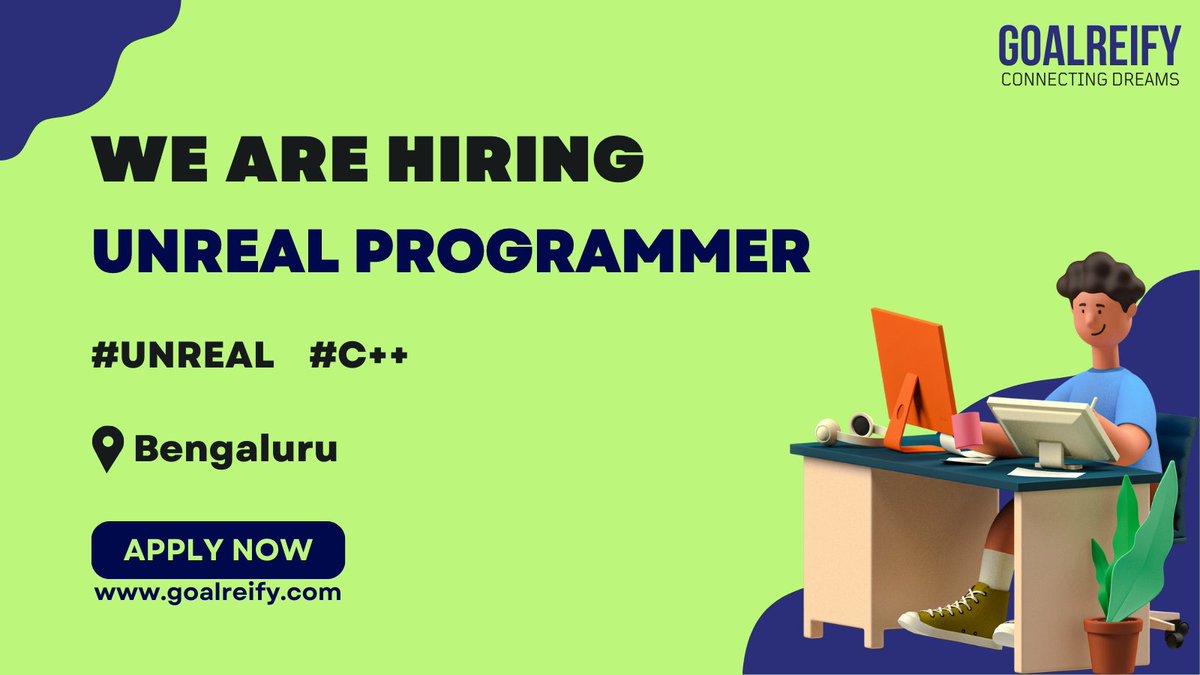 goalreify's tweet photo. We are #hiring Unreal Programmer for an AAA #game studio in #bengaluru.
#goalreify #gamingcommunity #gaming #jobalert #jobs #softwaredeveloper #gamedevjobs #gamedev #gamedevelopment #gamedeveloper #programmer #ue4 #ue #unrealengine4 #unreal #unrealengine5 #ue5 #unrealprogrammer https://t.co/ScNoXmb34r