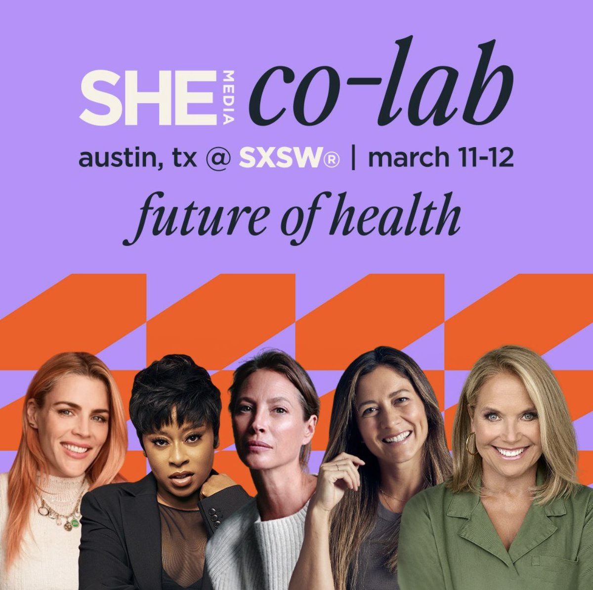 SHE Media Co-Lab at SXSW, March 11-12 from 10am-5pm at Native Hostel.

RSVP (password is “shemedia”): eventbrite.com/e/she-media-co…

Speakers = Katie Couric, Busy Philipps, Phoebe Robinson, Christy Turlington and Emma Lovewell. We’d *imagine* this is a free drinks situation. More soon!