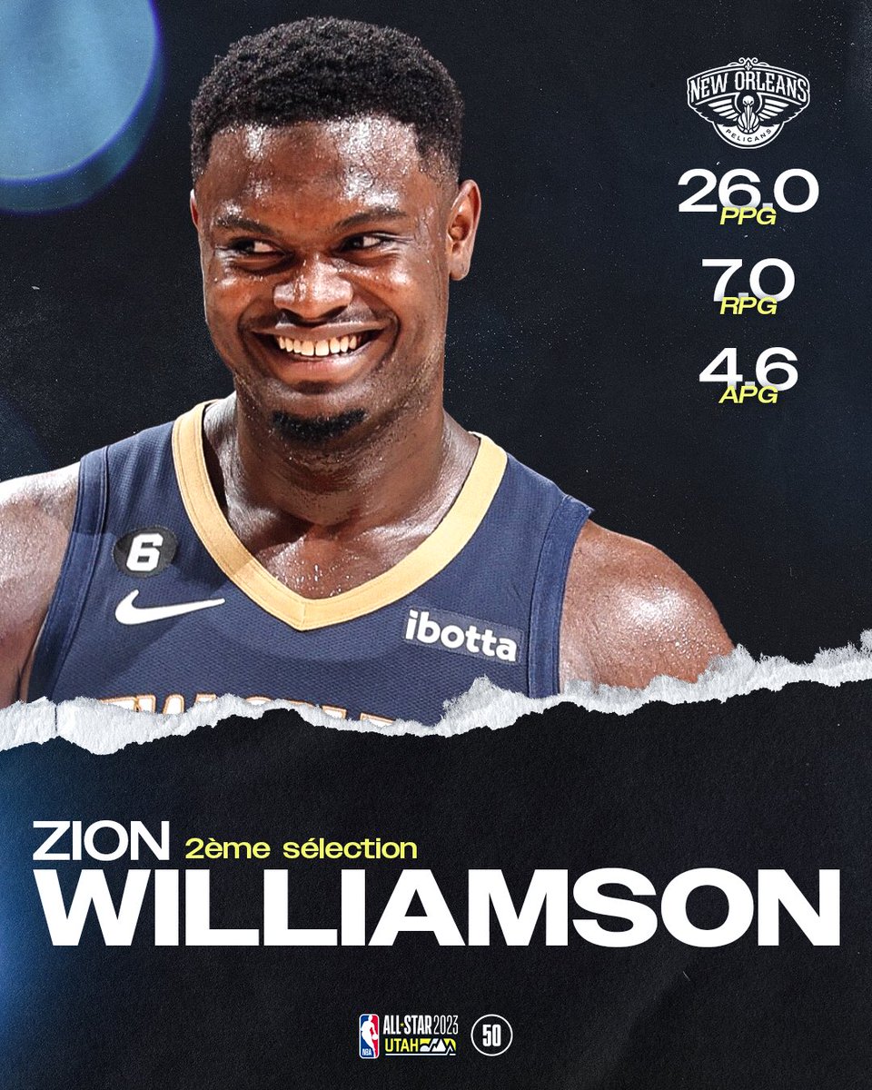 IL SERA TITULAIRE LORS DU PROCHAIN ALL-STAR GAME…

ISSU DE LA CONFÉRENCE OUEST…

MONSIEUR… ZION WILLIAMSON 🎊

RENDEZ-VOUS LE 19 FÉVRIER 🔥