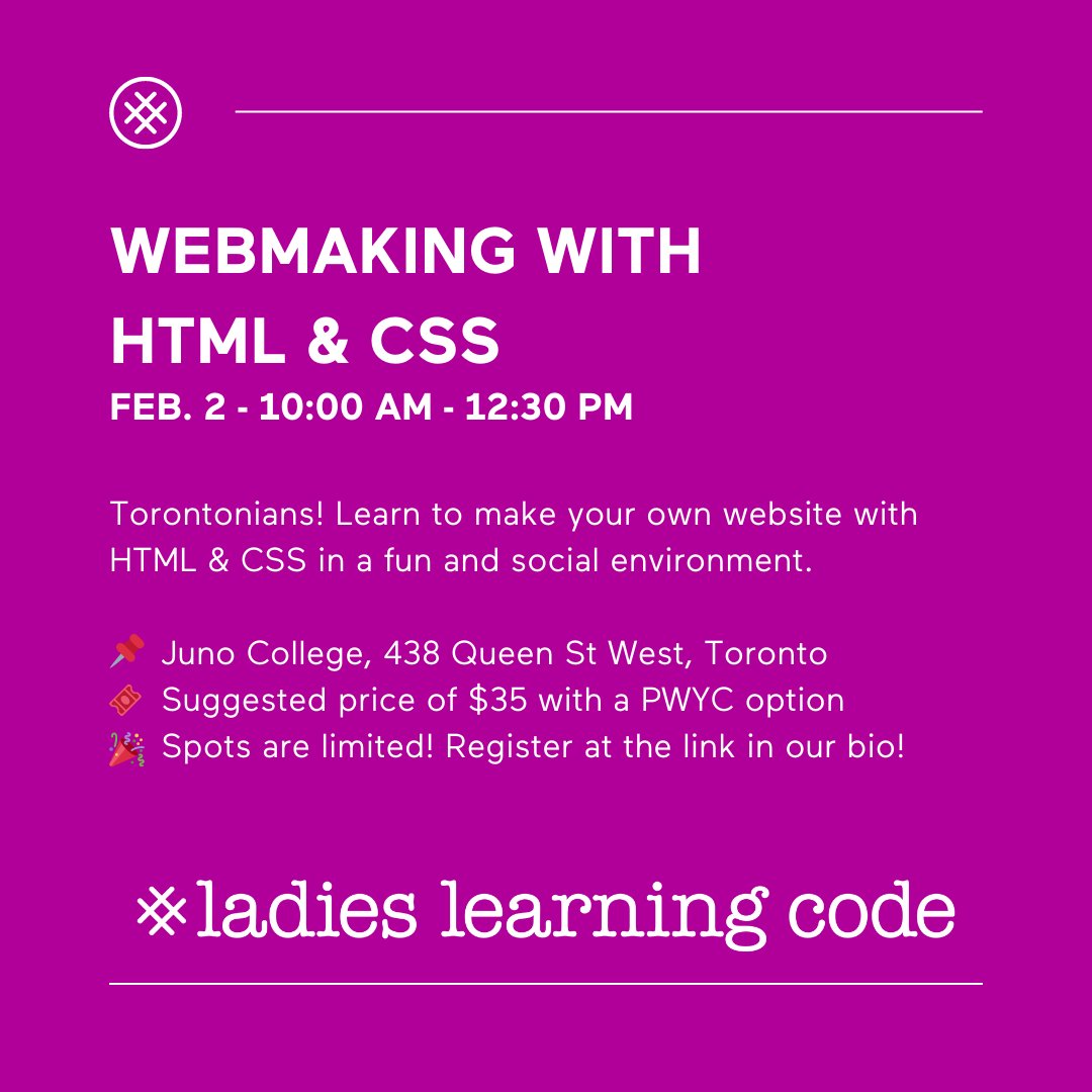 learningcode's tweet image. T-dot! Sure, you know how to search for, read and interact with a website. But do you know how to build one? 👩💻 Join our HTML and CSS workshop and upskill your coding knowledge. Register today: canadalearningcode.ca/experiences/to… #toronto #gta #ladieslearningcode #womeninstem #womenintech
