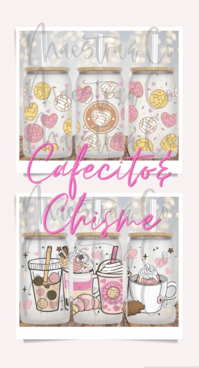 New product alert! 🚨

16oz glass cups (bamboo lid &amp; glass straw included) 

Available in our MaestraShop this Saturday! 1/28/23 🎉