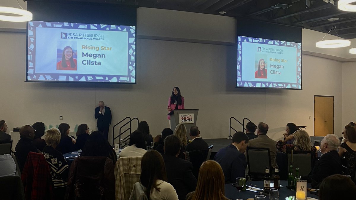 PRSAPgh's tweet photo. 🎶 You’re a shining star 🎶
💫 Meet Megan Clista, our Rising Star of #PRSARenaissance 2023! @OysterCreates https://t.co/VhHdAlRXm5