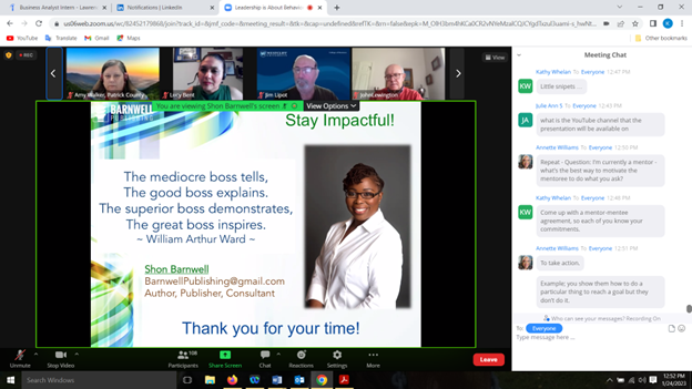 DeltaMuDelta's tweet image. The Leadership is About Behavior Seminar replay is now available on our YouTube page! Thank you to everyone who attended and a huge thanks to Shon Barnwell for this great presentation. We had 125 attendees! Let us know in the comments what topics you want to see in the future.
