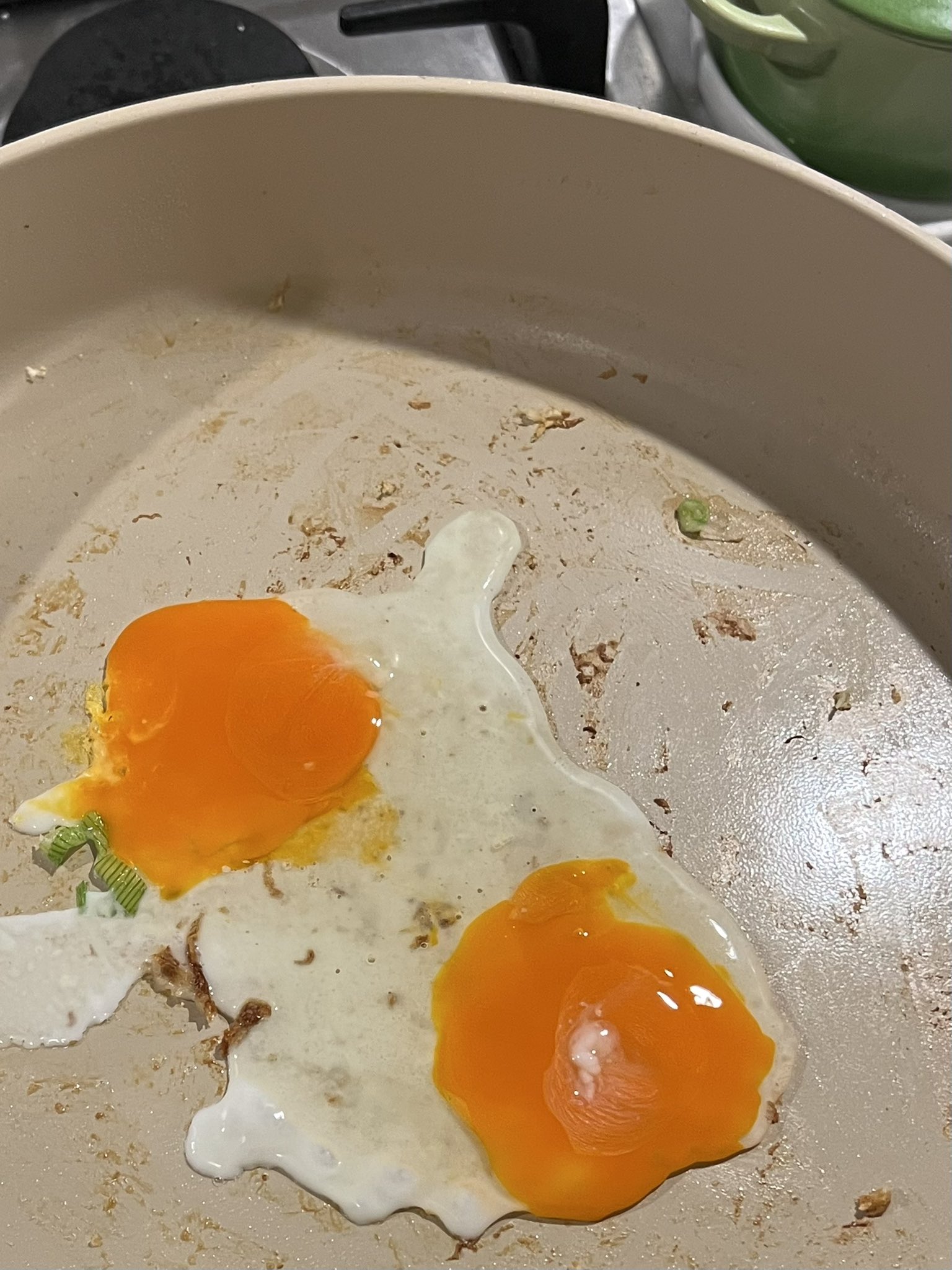 Jer on twitter i got a double yolk and burnt a bunch of garlic trying