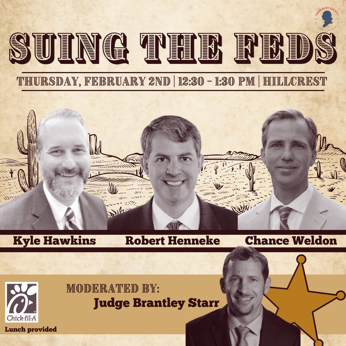Ever wonder what it's like to sue the federal government? Come find out from Kyle Hawkins, <a href="/robhenneke/">Robert Henneke</a>, and Chance Weldon! Judge Brantley Starr will moderate a discussion on the nuances of standing, merit, and remedies as they differ in cases against the U.S. government.