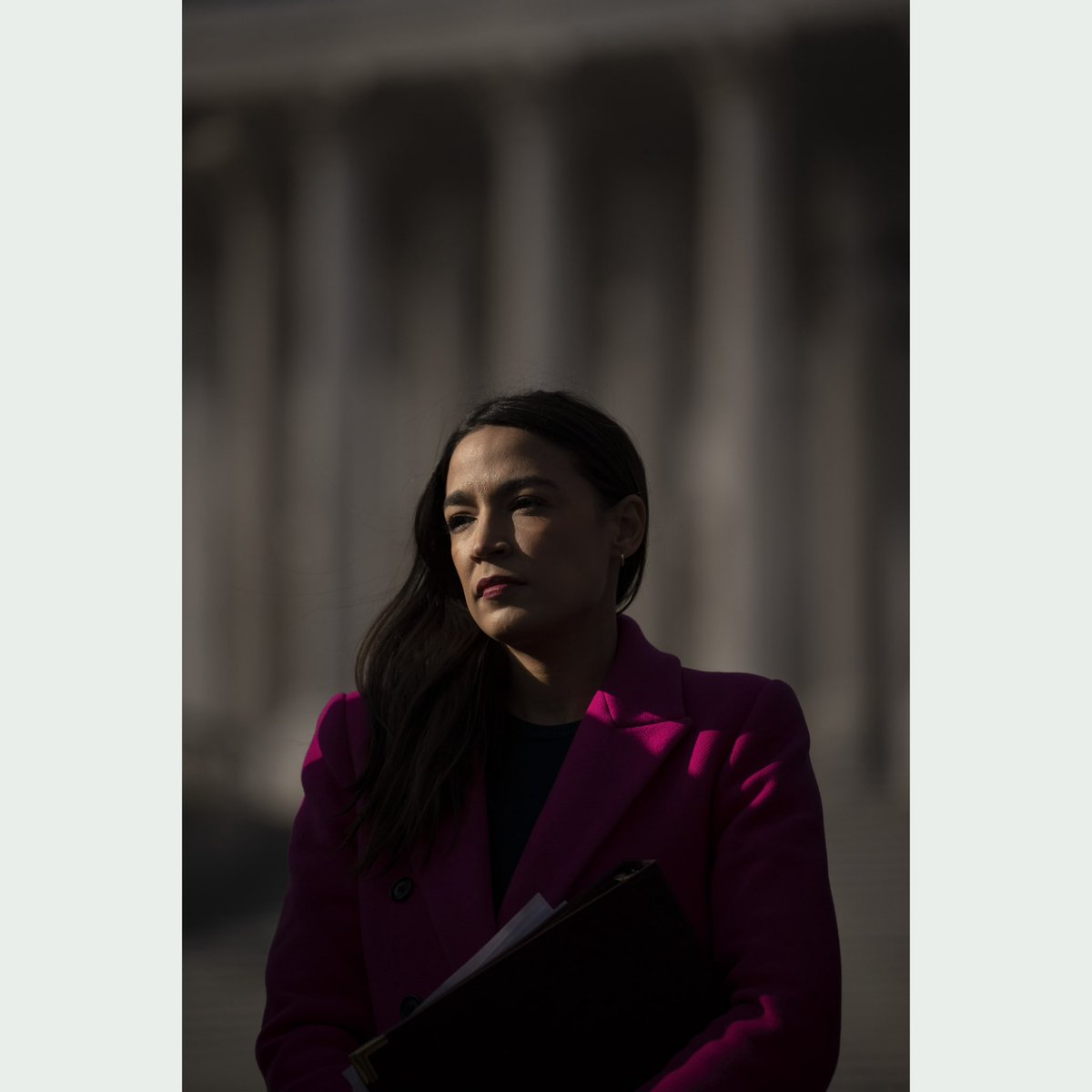 Rep. Alexandria Ocasio-Cortez (D-NY) outside the Capitol on Thursday afternoon, before speaking at a news conference criticizing the Biden administration’s policies for restricting asylum access for migrants crossing the southern border #gettyimagesnews