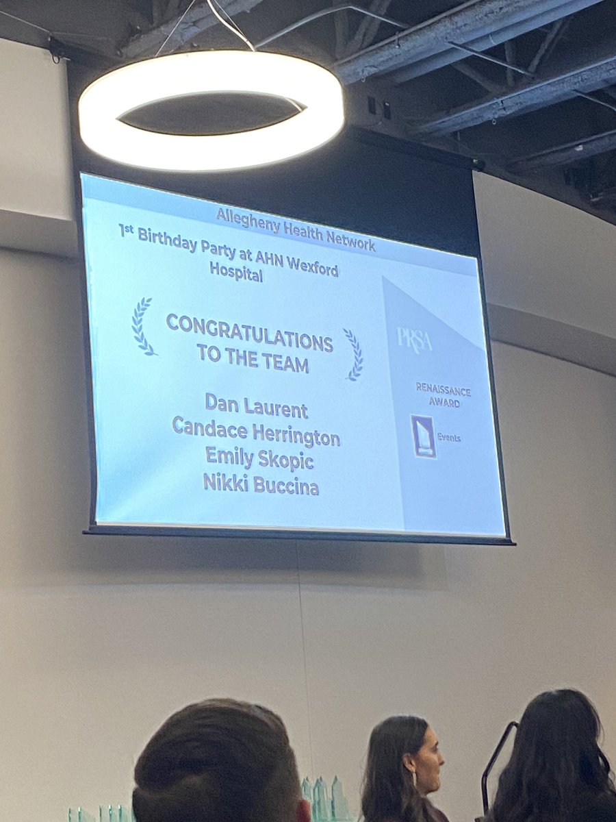 emilymbeatty's tweet photo. .@AHNtoday PR and social media team taking home a @PRSAPgh #PRSARenaissance award for AHN Wexford Hospital’s first birthday party! @DanL41959397 @BuccinaNikki https://t.co/g0nzcrgkxO