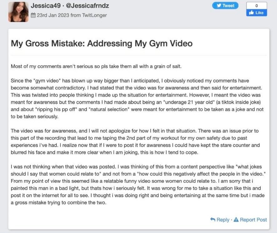 RandomThr0away's tweet photo. @Ravinflaminelmo @JillianWeathers @Jessicafrndz This is her first apology which she deleted as people recognised she showed no remorse in it. https://t.co/NjXjVCA5Uh