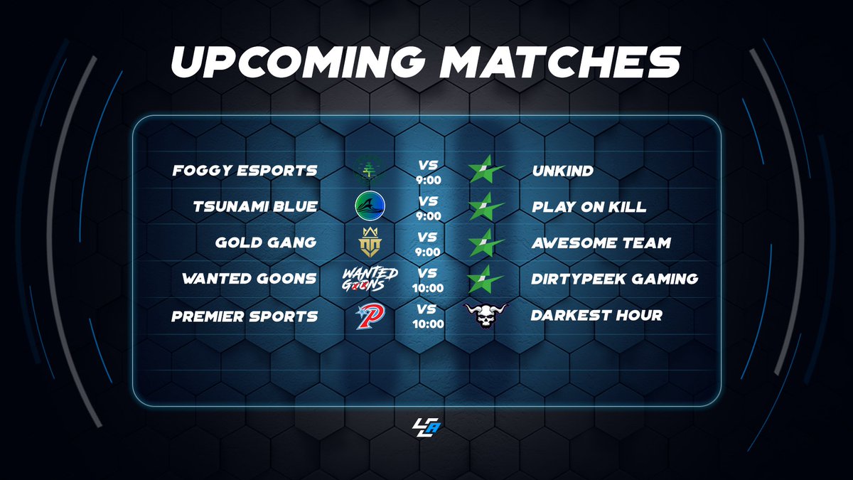 LCABroadcasting's tweet image. Tonight's matches covered by LCA! 🚨

⚔️ @TeamFoggy VS #Unkind
🎙️ @Deprivee_ 

⚔️ @TsunamiEsports0 Blue VS #PlayOnKill
🎙️ @cernersandals &amp;amp; @parks2214 

⚔️ @TheGoldGang VS #AwesomeTeam
🎙️ @Kamaka_18 

Streams linked in the replies below!⬇️