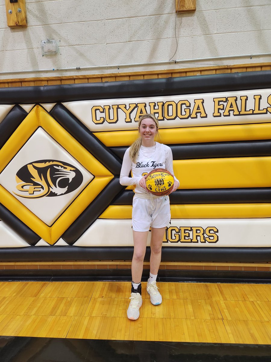 CFBlackTigers's tweet photo. MacKenzie Kramer just became the 5th girl in Cuyahoga Falls history to score 1000 career points.  We are all so proud of you Kenzie! https://t.co/uPgjiUkZuG