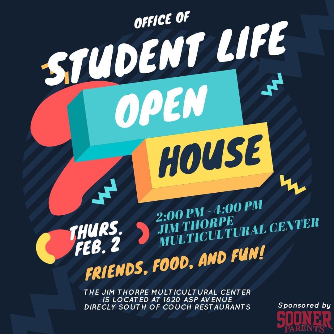 Join Student Life for our Open House on Thursday, February 2! Come to the Jim Thorpe Multicultural Center from 2:00 PM to 4:00 PM to hang out with our staff, make new friends, play some games, and eat some food! We hope to see you there!

#YouBelongHere