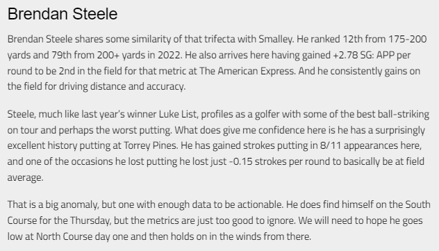 deepdivegolf's tweet photo. How our #FarmersInsuranceOpen picks stand👊

5/6 Made Cut

2nd - Brendan Steele 
1pts E/W $141.00 (8 pl, 1/5)
2pts Top 20 $5.25

4th - Montgomery (favourite)
2.5pts E/W $31.00 (8 pl, 1/5)

36th - Vegas (best value)
0.5pts E/W $226.00 (5 pl, 1/4)
1pt Top 20 $6.00
3pts Top 40 $3.10 https://t.co/kw6WjVlbvz