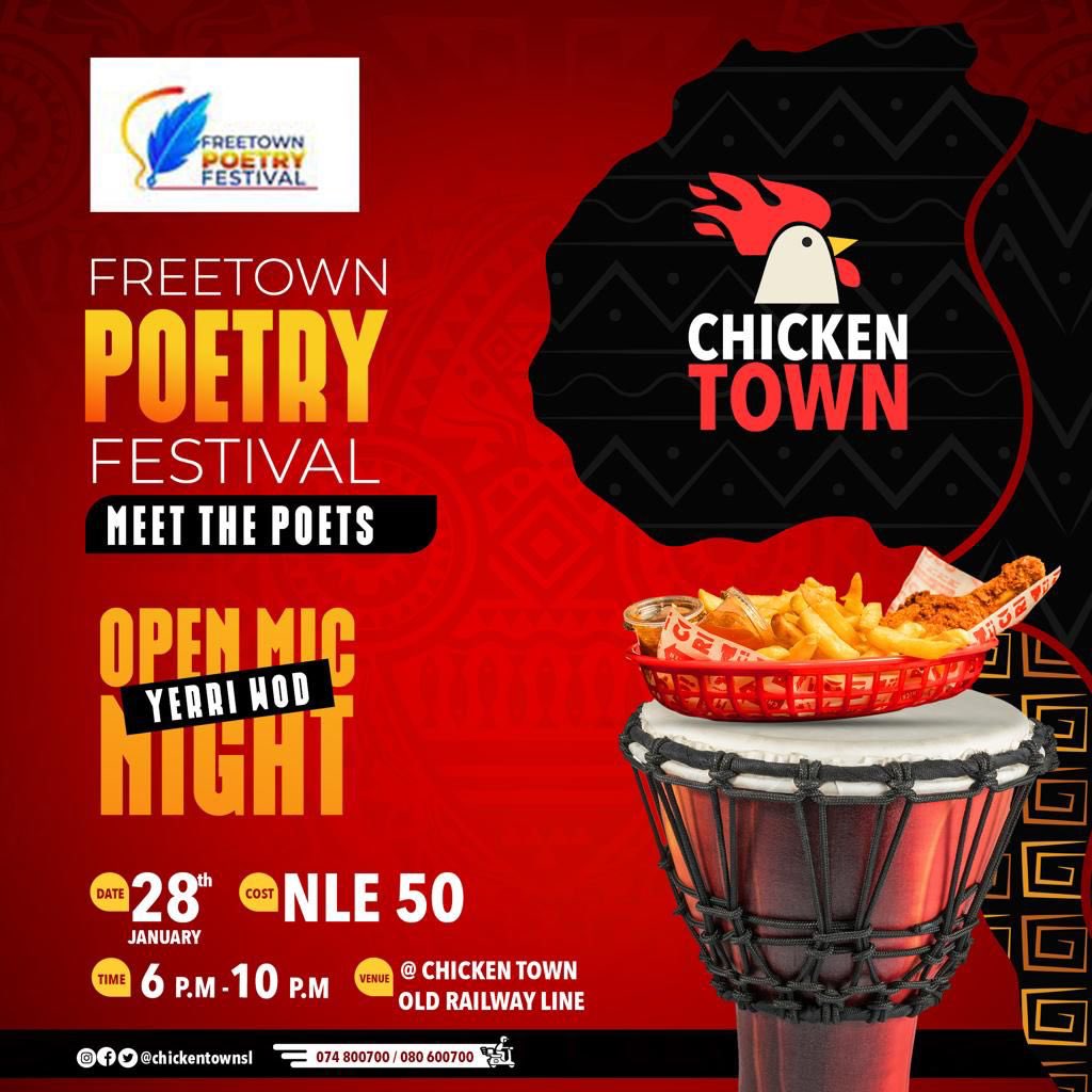 Freetown Poetry Festival 
YERRI WOD OPEN MIC NIGHT #poetrycommunity #poetry #poetrytwitter #PoetryForever #poetryfest #poetryfestival