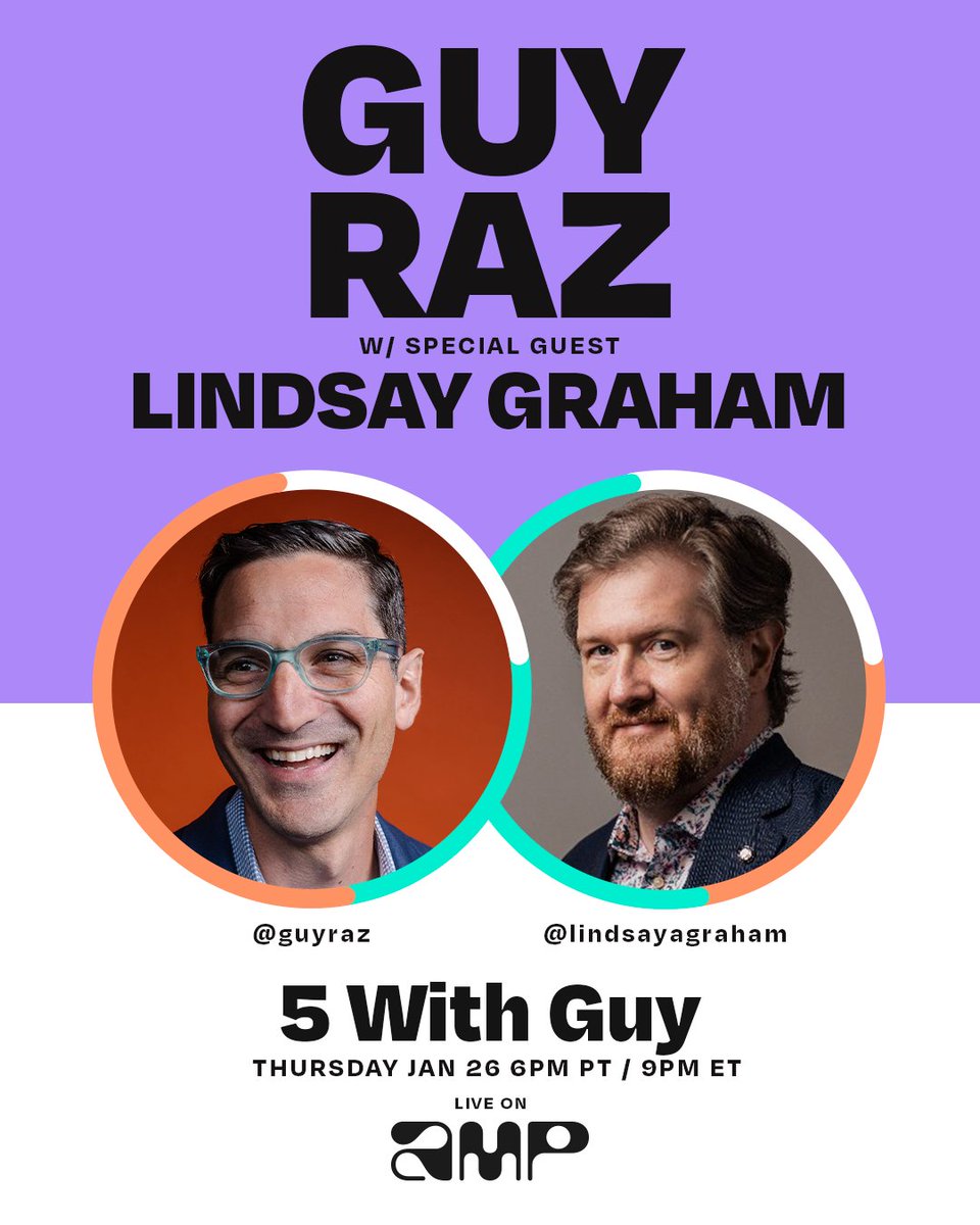 guyraz's tweet photo. Join me and podcaster @lindsayagraham tonight LIVE @onamp! (Btw... he's also a musician)
We'll chat about his background and the 5 songs that have shaped his life!
Only on #5WithGuy
https://t.co/iQsSf4vfCl https://t.co/991WIae86S