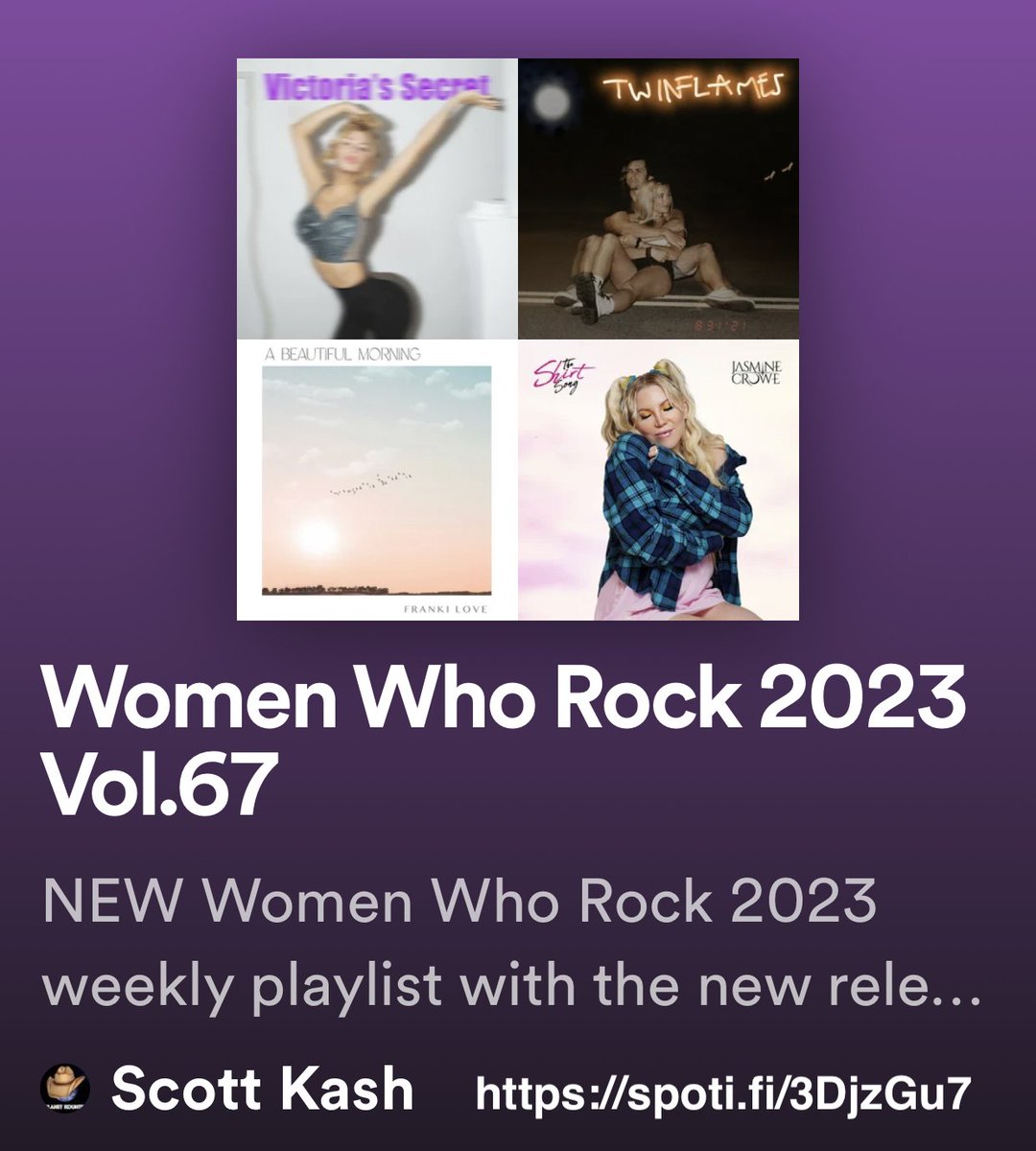 NEW #WomenWhoRock playlist with new releases by
@HannahTrigwell
@ShikoNightcore w/ @SinnonNightcore & #Glaceo
#storiesmusic
@noravanelken & @musicLissA
+MORE

#Spotify
spoti.fi/3DjzGu7

#NewMusic #Pop #Alt #Rock #Blues #RnB @BlackettMusic #rtitbot @rtArtBoost #SpotifyRT