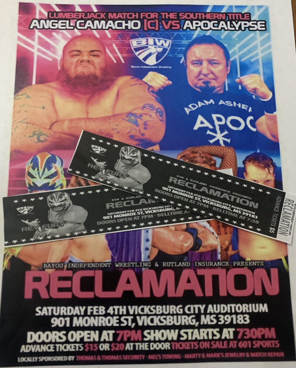 _morningblitz's tweet photo. You can win TWO free tickets to the big match in the River City! Like and re-tweet for your chance to win. Winner Announced next Friday on The Morning Blitz! #wrestling #vicksburg #camacho https://t.co/7G1fFw1ZMi