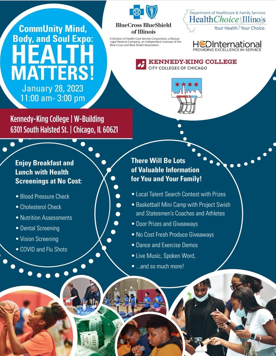 LmarieAsad's tweet photo. On Saturday, Blue Cross and Blue Shield of Illinois in collaboration with @KK_College, @ProjectSwishChi, and HER Enterprises are hosting the "CommUnity Mind, Body, and Soul: Health Expo from 11am- 3pm.
#BlueCrossCommunity
#HealthChoiceIL
@BCBSIL
#Englewood https://t.co/10l81ljRjf