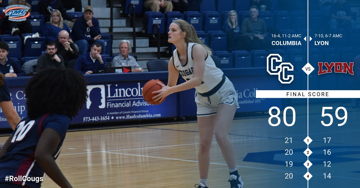 ColumbiaCougars's tweet photo. 🚨🏀 Sound the alarm! Cougars win! 

Columbia completes the season sweep over the Scots and improves to 11-2 in AMC play! 

Mackenzie Hess led the way for the Cougars with 16 points! 

#DefendTheWell #RollCougs #WeAreCC https://t.co/FWFfMXqfjD