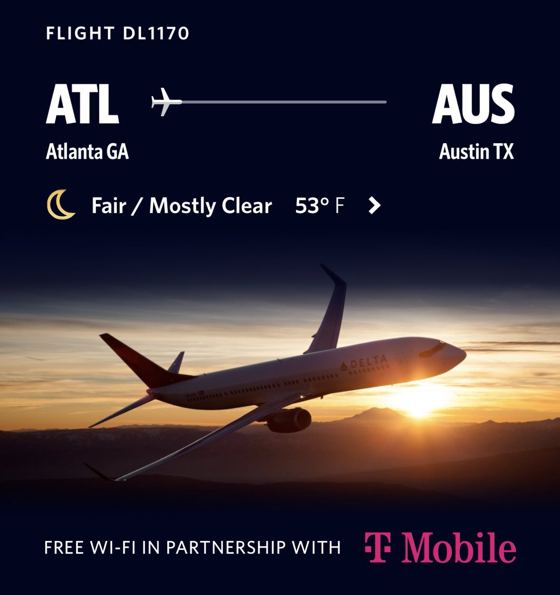 Thank you ⁦<a href="/Delta/">Delta</a>⁩ for rewarding loyalty with free wifi on my flight! #skymileslife