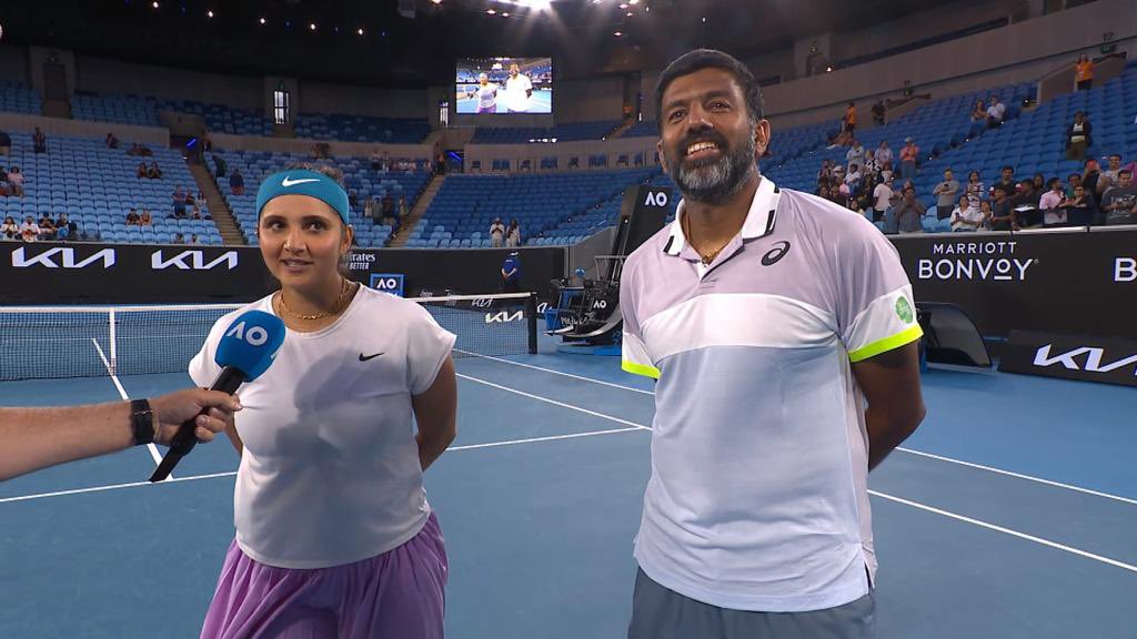 melvicfernandez's tweet photo. Bring it home @MirzaSania &amp; @rohanbopanna 
#AusOpen2023 
#mixeddoubles
#indiavsbrazil https://t.co/tBZfPwd9HJ