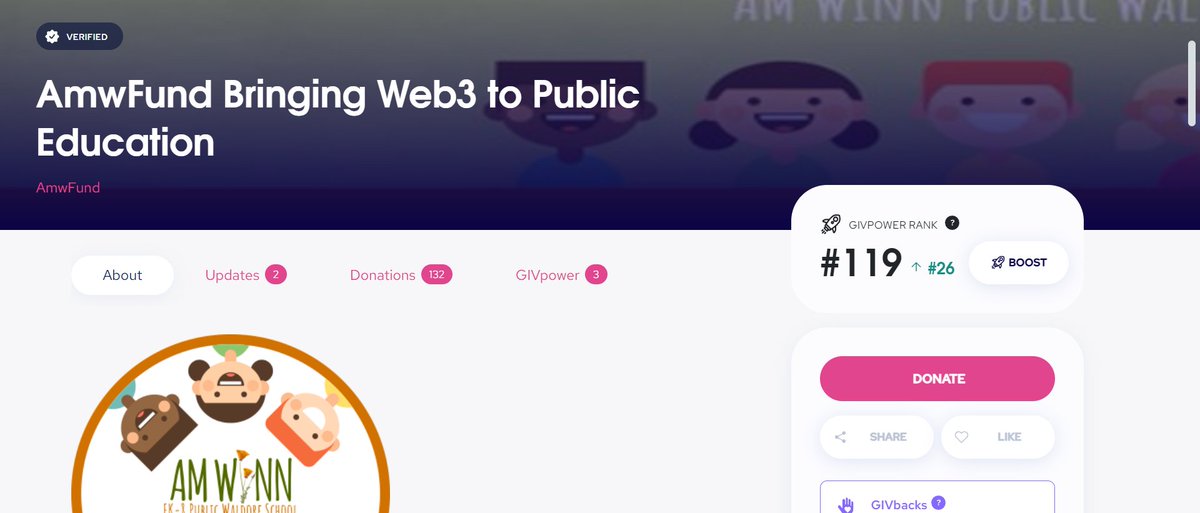 🚀 Help us bring Web 3 to Public Education by giving us a boost on <a href="/Givethio/">Giveth</a> 👇
giveth.io/project/amwfun…

💪 Learn more about #GIVpower 👇
medium.com/giveth/givpowe… 

🤑Of course, support <a href="/Givethio/">Giveth</a> on <a href="/gitcoin/">Gitcoin</a> 👇
grant-explorer.gitcoin.co/#/round/1/0xd9…

#GiveEducation