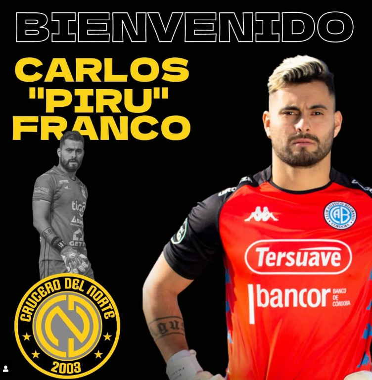 MdePasesFederal's tweet photo. #FederalA | 🤝 [OFICIAL] Carlos Franco es refuerzo de #CrucerodelNorte. El experimentado arquero ex #Belgrano llegó libre del Marathon de Honduras 🇭🇳 y firmó por un año✍️🏼. https://t.co/UNGMlYhxb6