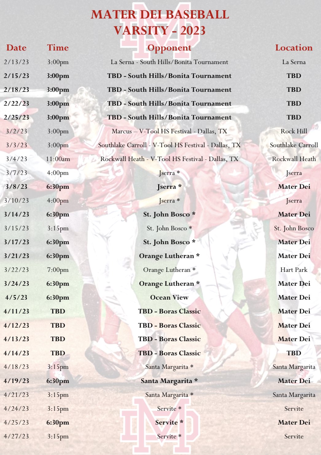 Mater Dei Baseball on Twitter "The 2023 Mater Dei Baseball Schedule is out!! GoMonarchs 