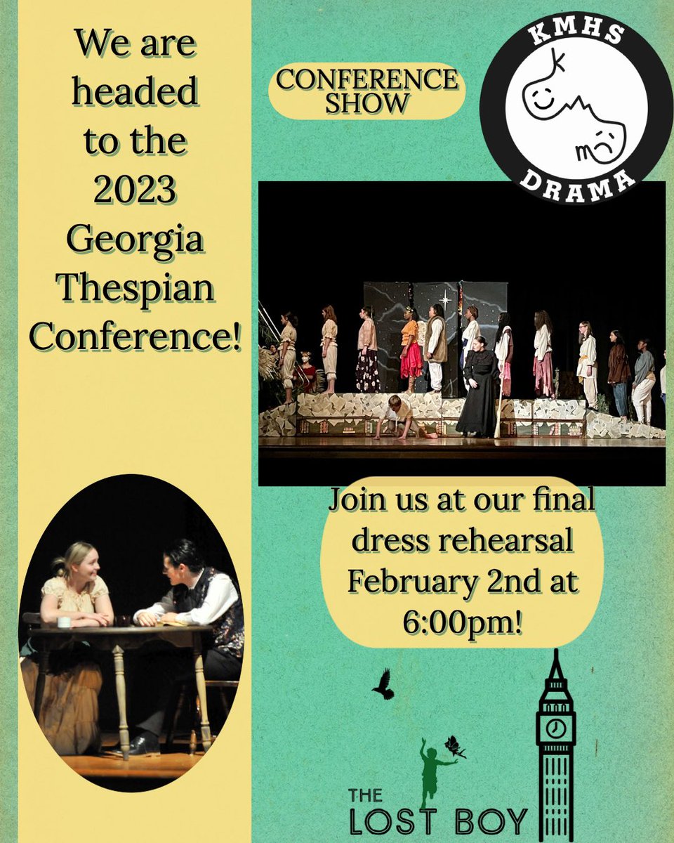 Kennesaw Mountain Drama (@kmhs_drama) on Twitter photo Come see our final dress as we head to perform at the Georgia Thespian Conference! There is no charge to watch but donations towards our travel expenses are more than welcome! #kmhsdrama #intothelimelight <a href="/CobbSchools/">Cobb County Schools</a> @CobbPerforms <a href="/KMHS_Principal/">Nathan Stark</a> Come see our final dress as we head to perform at the Georgia Thespian Conference! There is no charge to watch but donations towards our travel expenses are more than welcome! #kmhsdrama #intothelimelight <a href="/CobbSchools/">Cobb County Schools</a> @CobbPerforms <a href="/KMHS_Principal/">Nathan Stark</a>