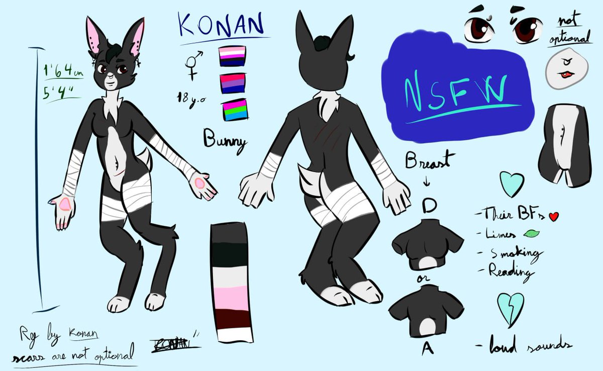 KonanDrawsLimes's tweet photo. New reference sheet done! I won't post the nsfw version here soo yeah, I hope you like it nwn

#furry #furryart #Fursona #digitalart #sona #art https://t.co/jqlh2sEFJL