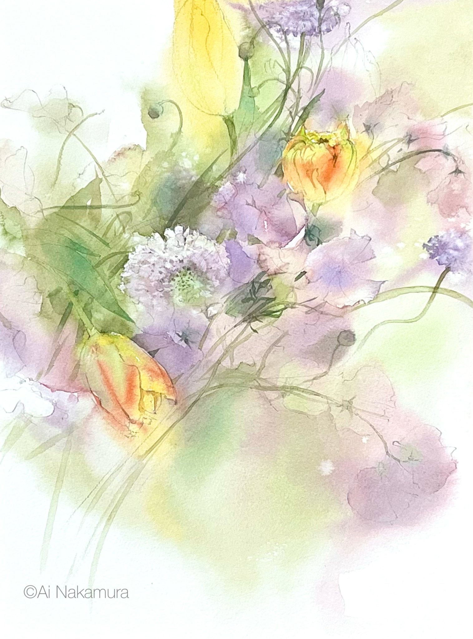花の水彩画 - Search / X
