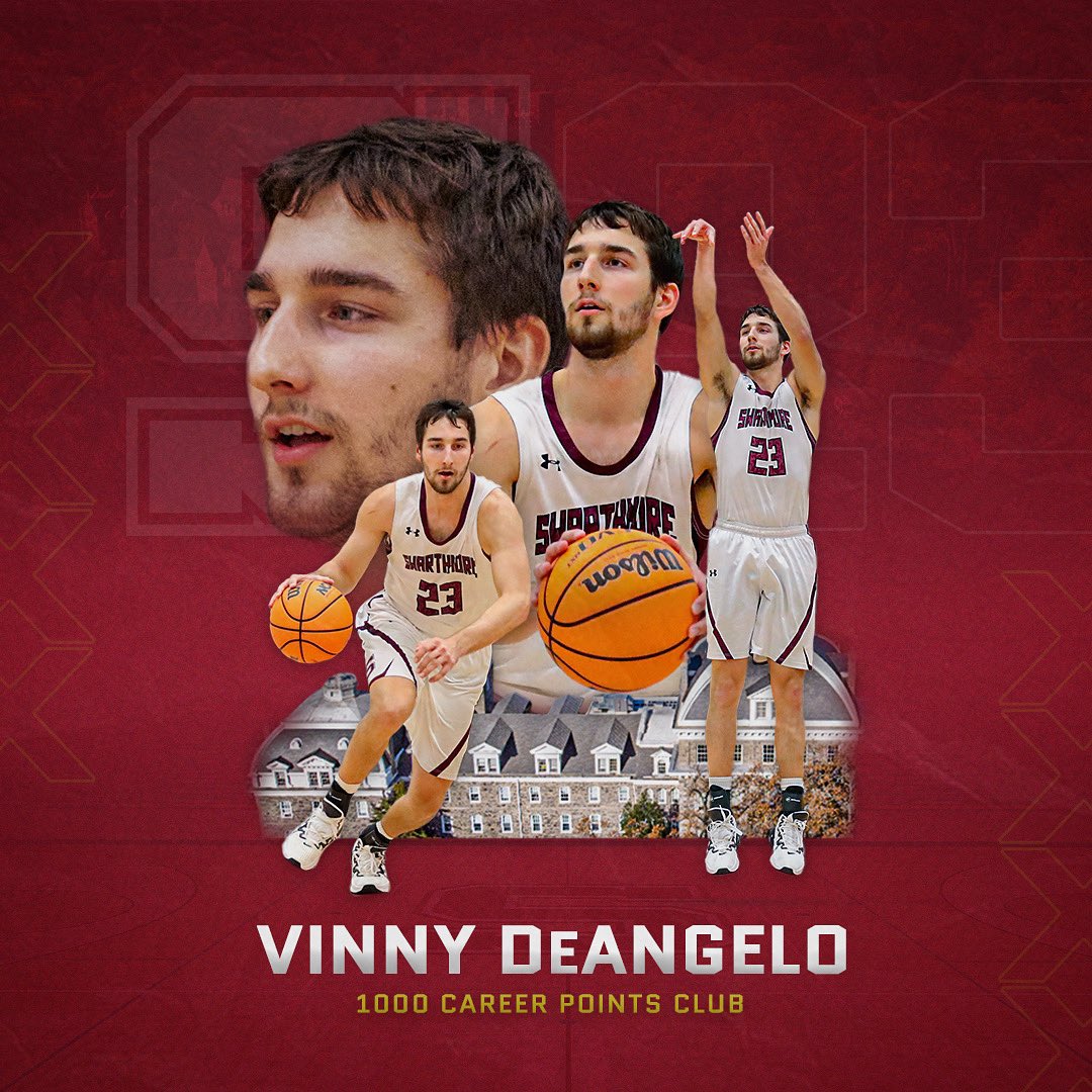 Congrats to Vinny DeAngelo on joining the Swarthmore Men’s Basketball 1,000 Point Club!