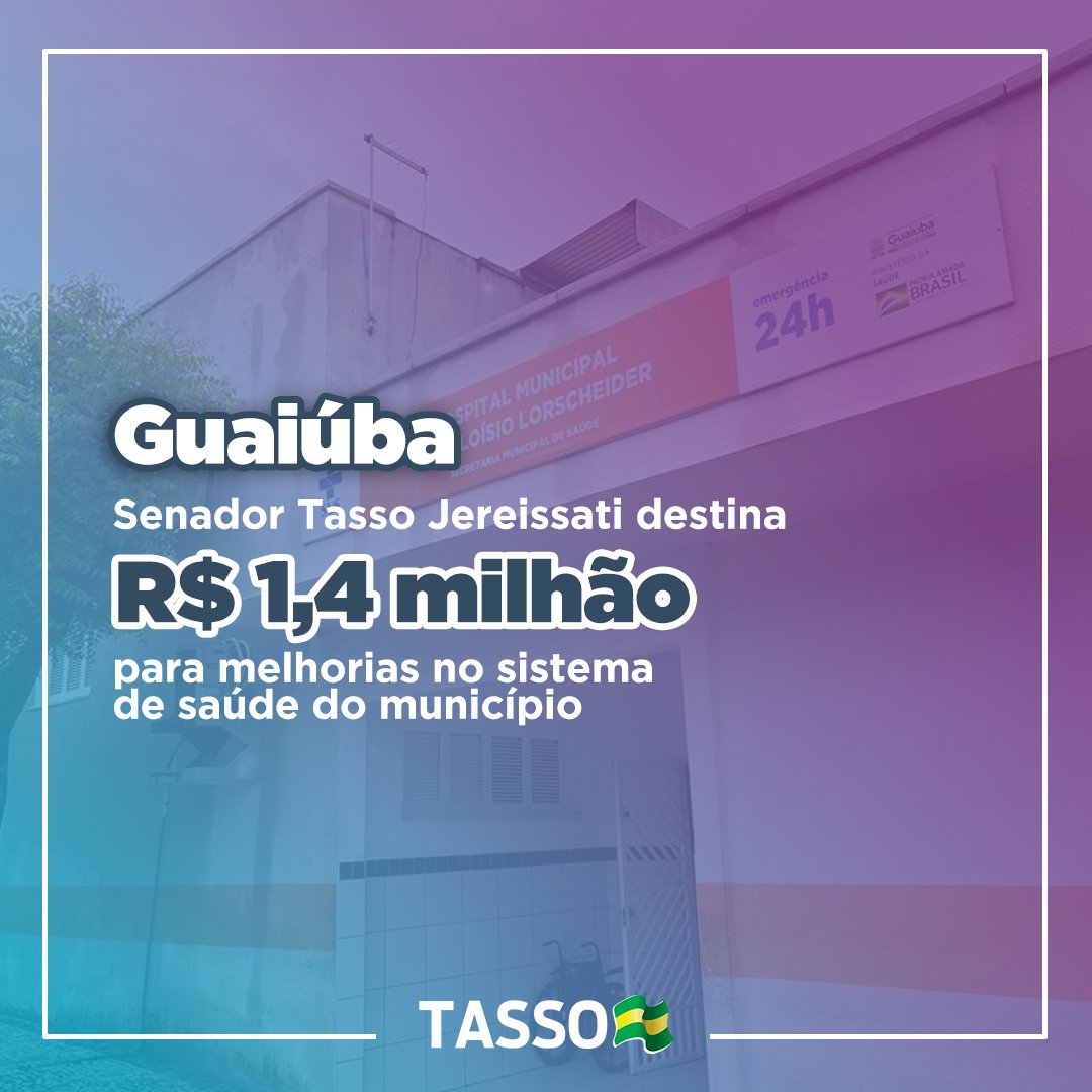 Destinei para a Prefeitura de Guaiúba recursos do Orçamento da União de 2023, no valor de R$ 1.497.821,00. Novos investimentos para a melhoria do sistema de saúde do município.