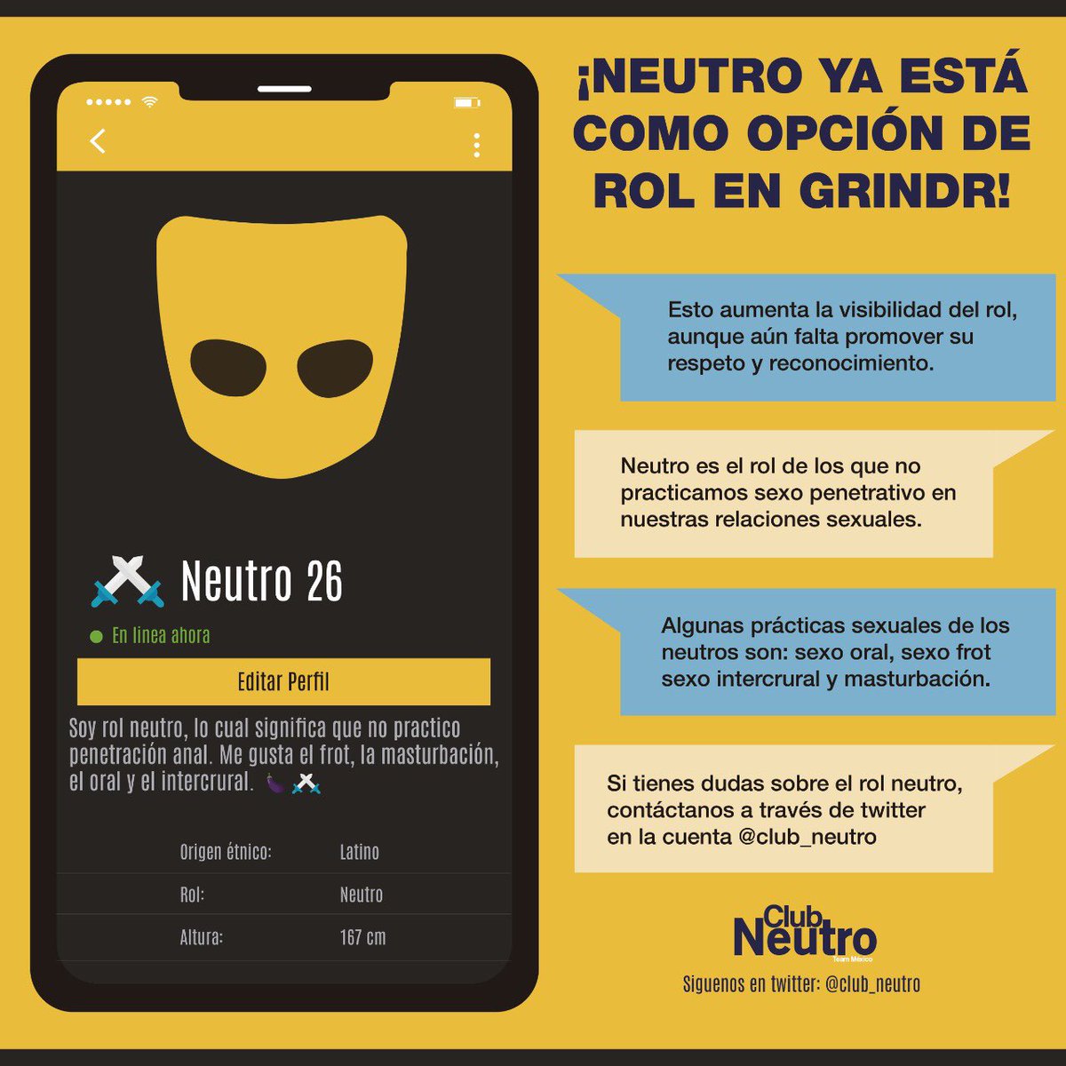 Club_Neutro's tweet photo. ¿Ya estás como neutro en grindr? Cuéntanos cómo te ha ido. https://t.co/auUFOElqBo