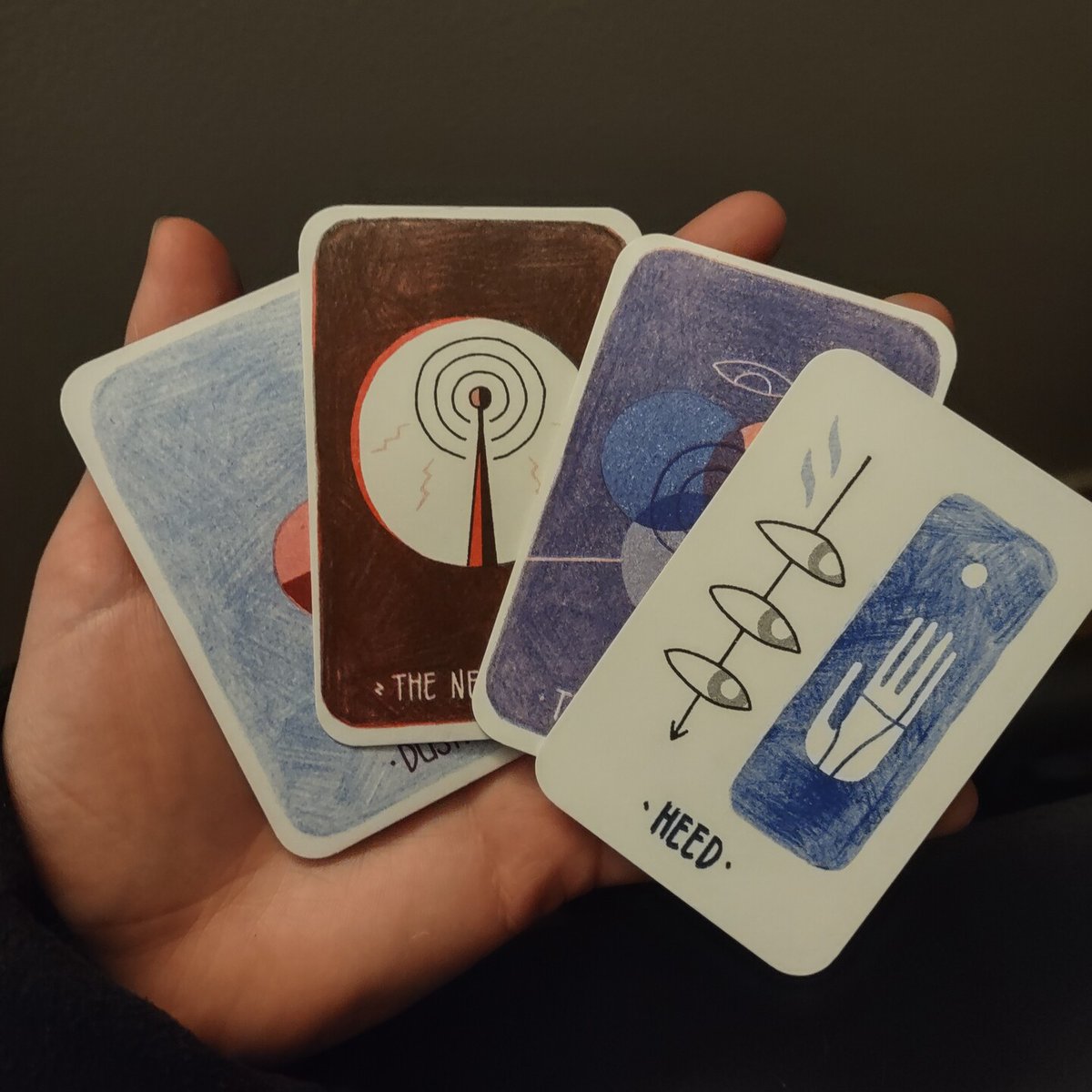 rotworked's tweet image. FINALLY got my hands on a corner cutter for the #BraidedOracle - what a difference it makes! It takes about 15 minutes to cut a deck. Now to work on carving the block for the backs.

The first completed decks will be available soon 👀