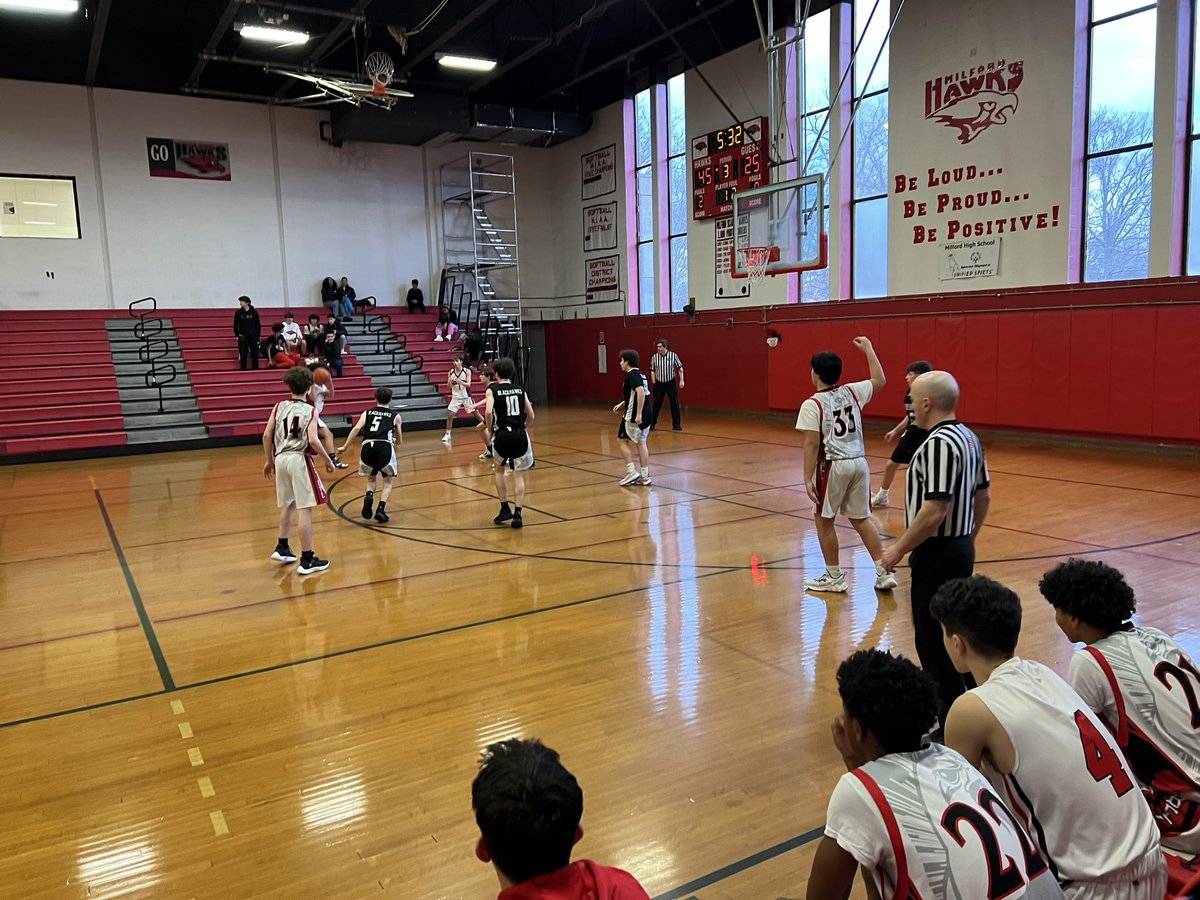 Milford JV &amp; Frosh BKB hosted Bellingham in a Hawk vs Hawk matchup; MHS was able to grab 2 solid W’s, RAWK ON!$!🥳🏀🔥👍