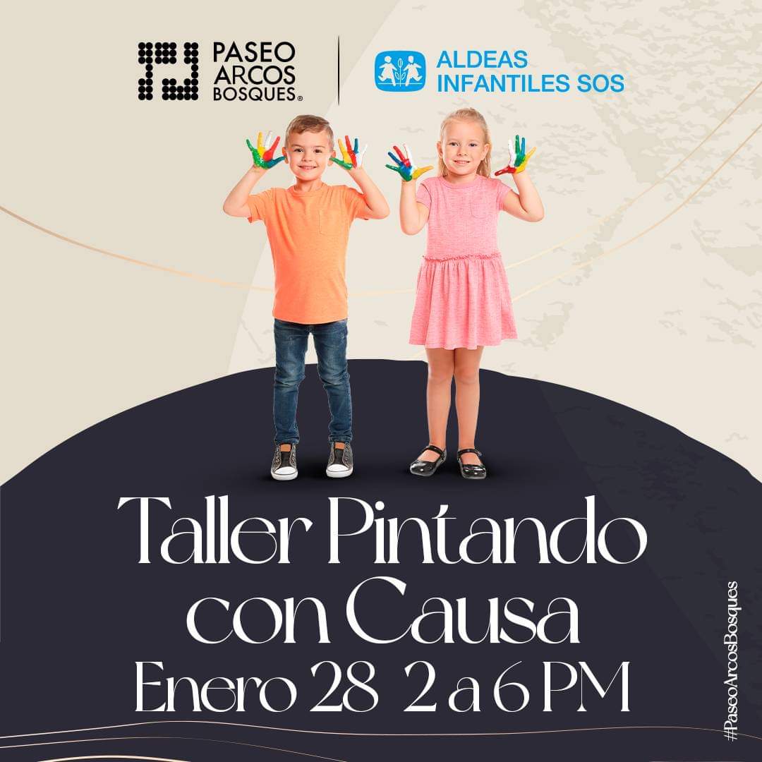 Ven a pintar con Aldeas Infantiles SOS México🖌 este 28 de enero en #PaseoArcosBosques y permite que tus peques jueguen creando combinaciones de colores y explorando su imaginación👦👧