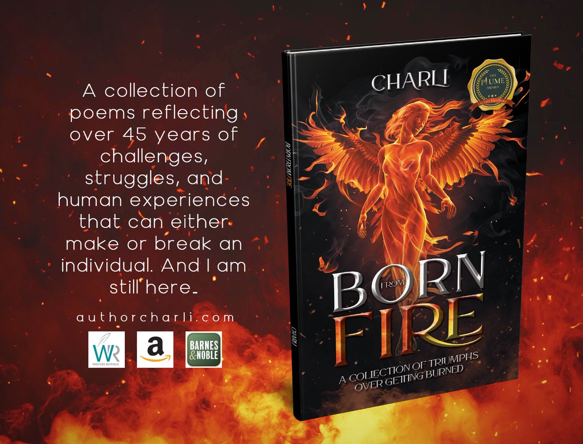 authorcharli_'s tweet photo. Born From Fire – A Collection of Triumphs Over Getting Burned

A #poetry collection that speaks of the #author’s triumphs over getting burned
🛒 Amazon: https://t.co/bkjAlRfMxf
🛒 WR: https://t.co/IDTuL33zXM 
🛒 B&amp;N: https://t.co/2ENpcFWH8F 
#booktwt #readAwrite #WritingCommunity https://t.co/vXZC5uY8ZA
