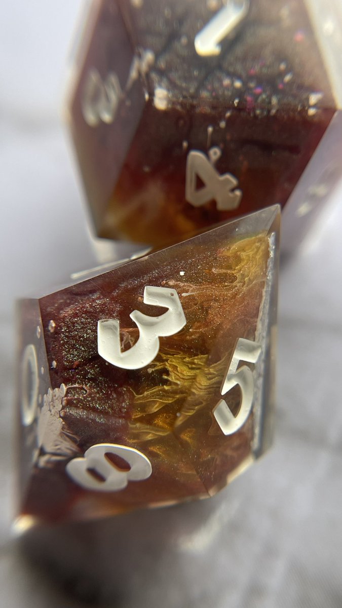 ArtysCrafts's tweet photo. I was commissioned to make 6 pairs of dice, one for each type of land in Magic the Gathering.

This was such a fun project to work on and I am so grateful for the unique opportunity. https://t.co/l2E2TEt85A