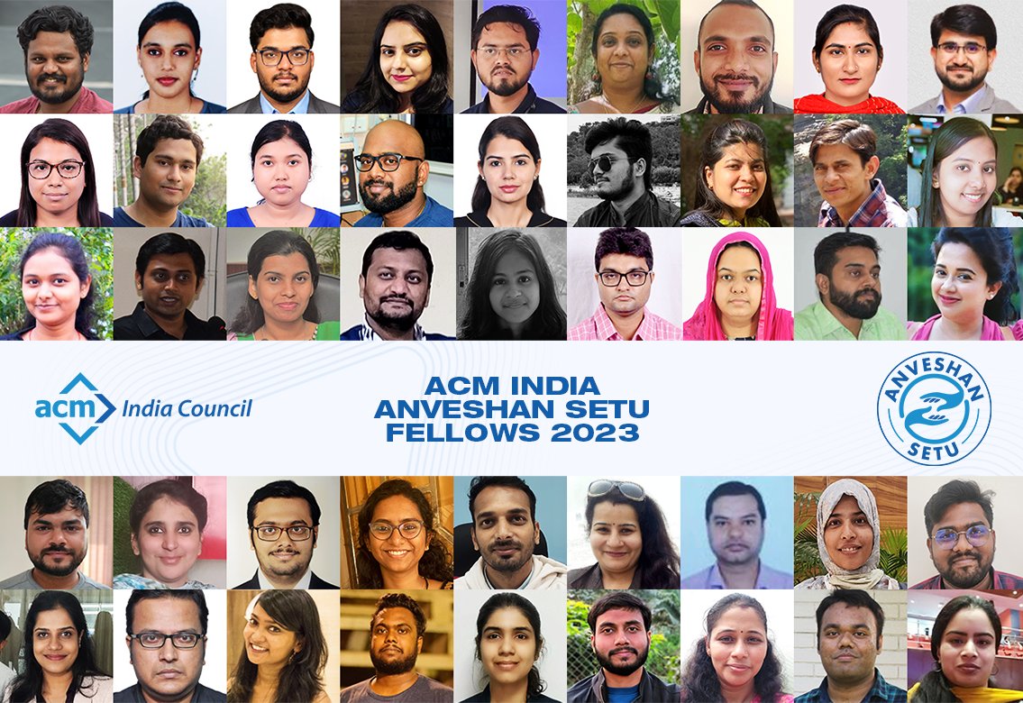 ponguru's tweet photo. 🎉🥳 Congratulations @Indiaacm #AnveshanSetu Fellows 2023. Amazing 👌🏾👌🏾 cohort of students &amp; Mentors! More details https://t.co/tLarNWlVjn Special thanks @rishabhk_ &amp; @RatnRajiv. #ACMCouncilGiri #ProfGiri  \c @CyferHb @AditiRoy9867 @Ashok10007
@debraj19327456 @Kannadasankk https://t.co/uMJbuYwyMx