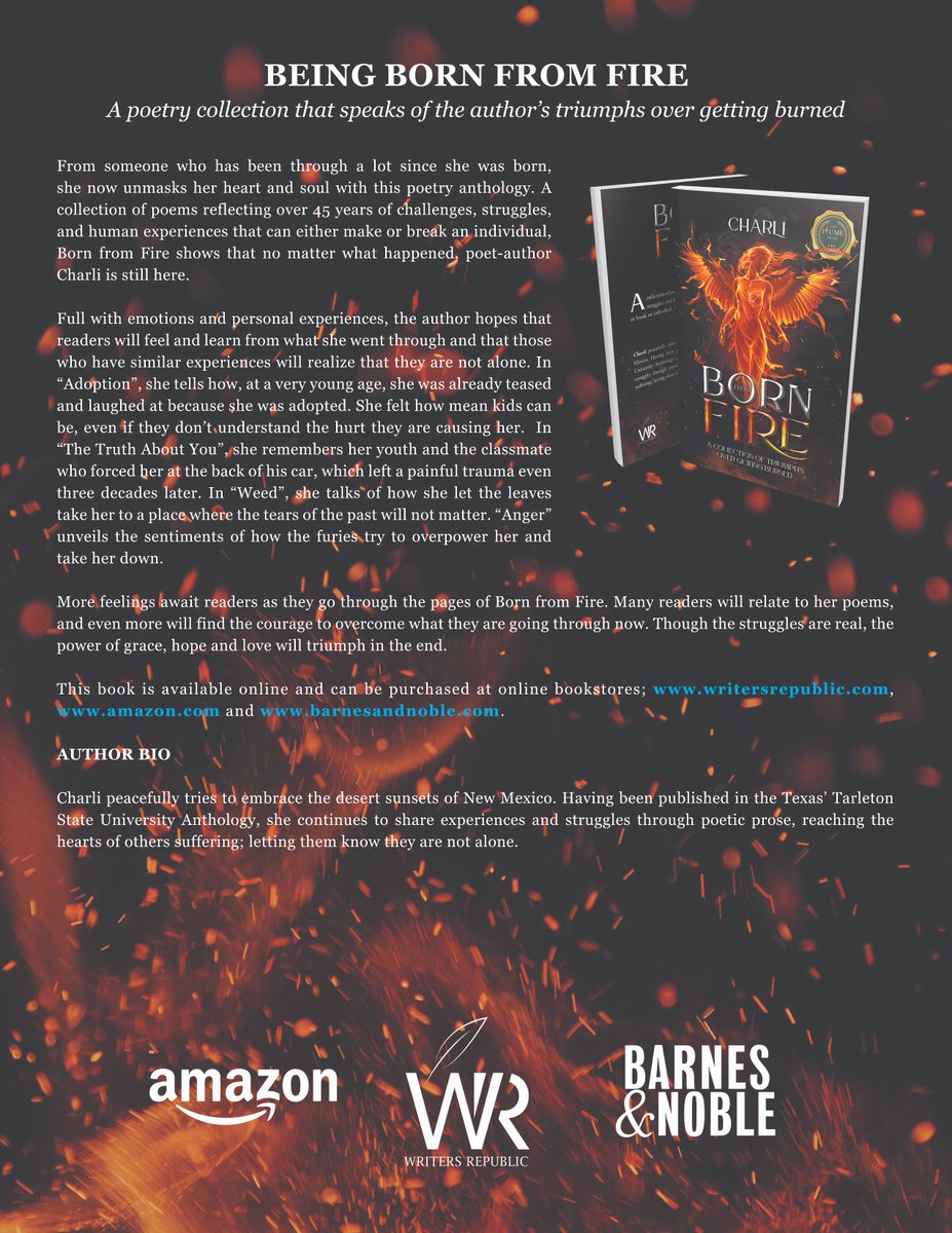 authorcharli_'s tweet photo. Though the struggles are real, the power of grace, hope and love will triumph in the end.

Born From Fire – A Collection of Triumphs Over Getting Burned | https://t.co/BO5Drwslth

#bornfromfire #poetry #poetrycommunity #readAwrite #book #BookTwitter #BookLover #booktwt #author https://t.co/xBivte66qC