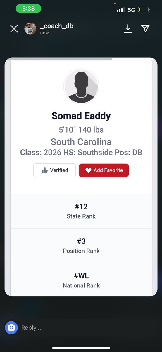 AGTG ✝️ blessed to be ranked #12 in state of SC, #3 ranked at DB thank you <a href="/PrepRedzoneNext/">Prep Redzone 𝙉𝙀𝙓𝙏 🏈</a> <a href="/PrepRedzoneSC/">Prep Redzone South Carolina</a> 

<a href="/DAWGHZERECRUITS/">Dawg House Recruiting</a> <a href="/Rivals/">Rivals</a> <a href="/RecruitSSTigers/">Recruit Southside Football</a> @CoachHighsmith1 <a href="/GJrWorth/">Gary Wortham Jr</a> <a href="/CUCoachReed/">Michael Reed</a> <a href="/Shaq_Wilson/">Shaq Wilson</a> <a href="/MoHard20/">Montario Hardesty</a> <a href="/Coach_TRob/">Travaris Robinson</a>